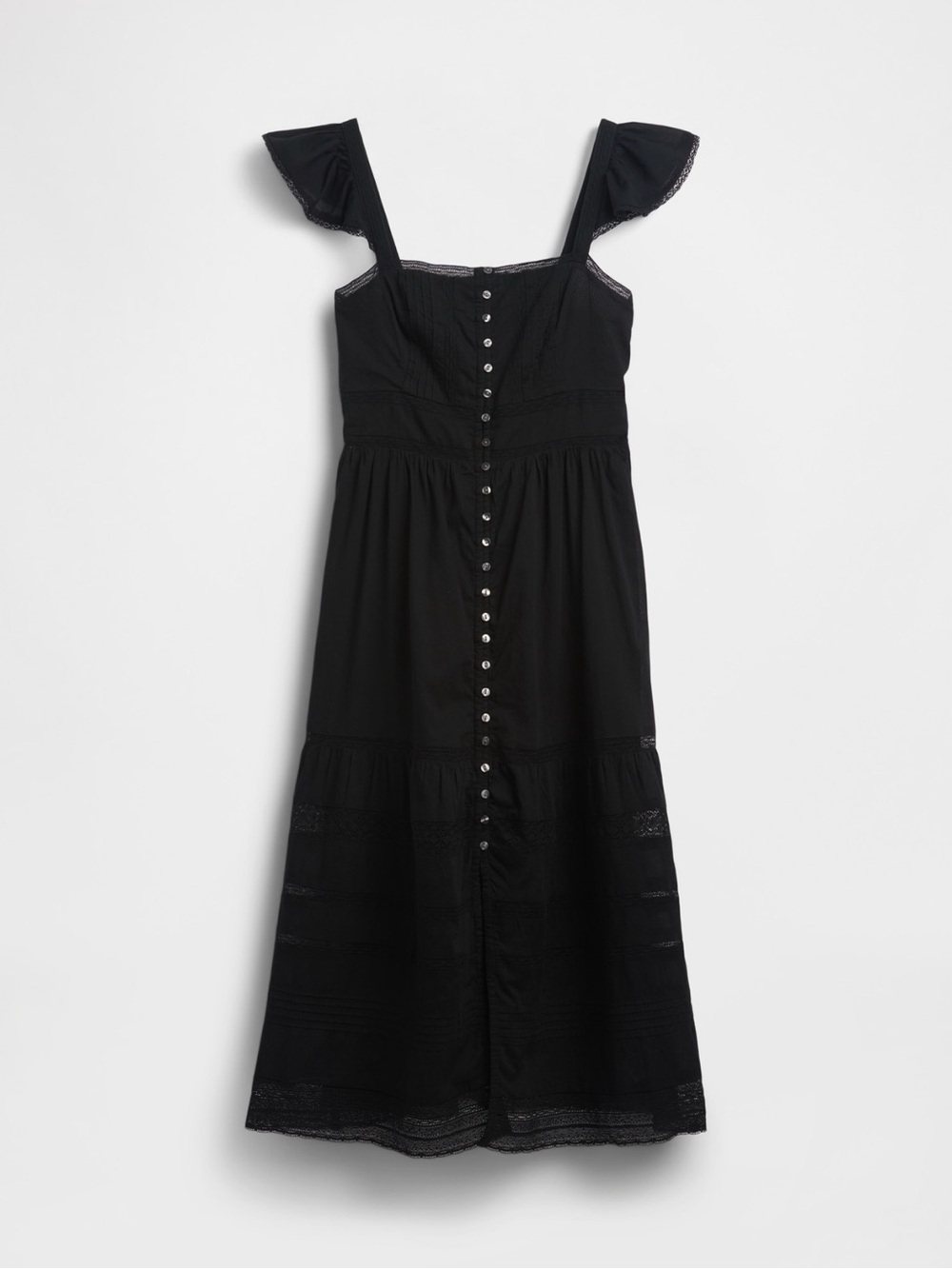 GAP Black Button-Front Midi Dress